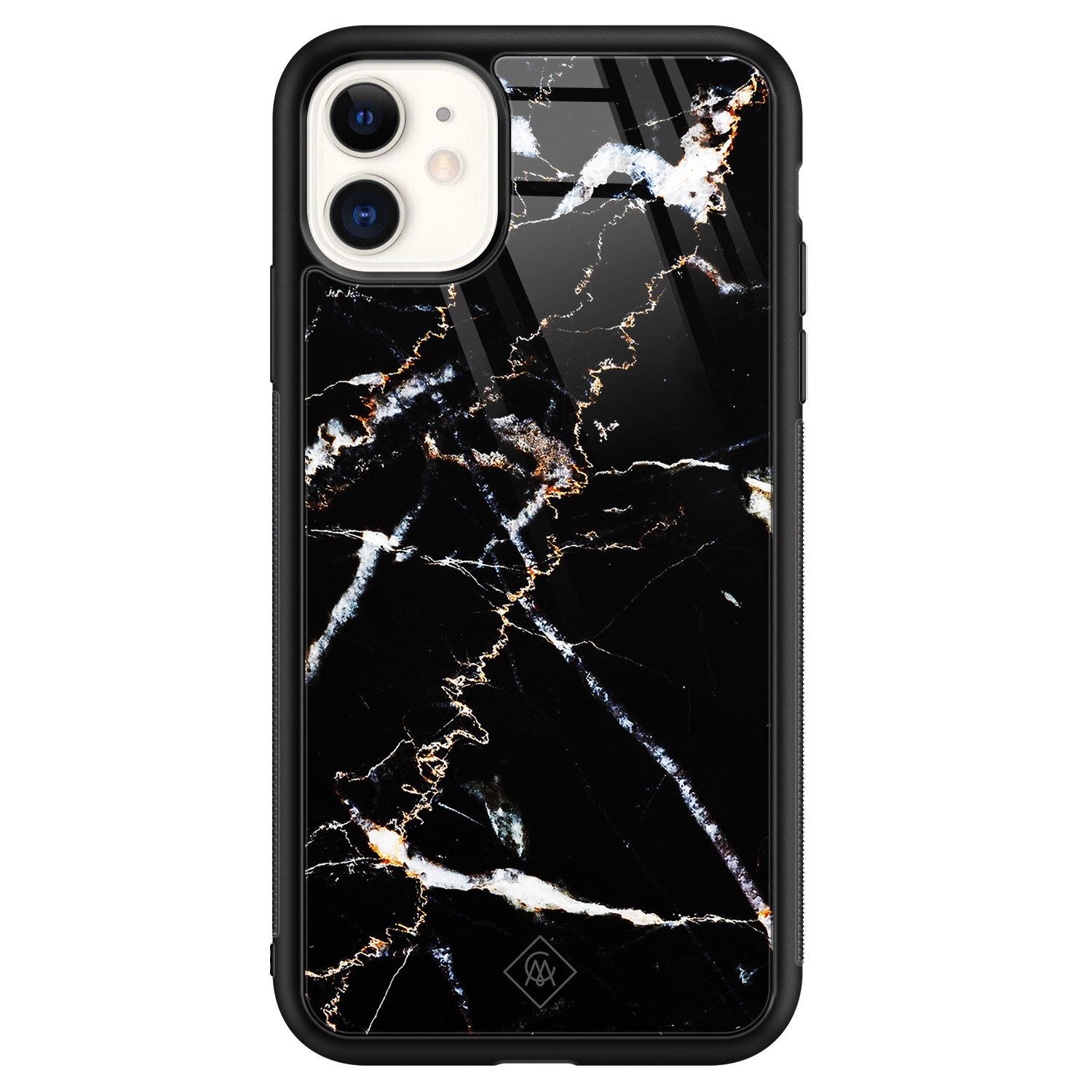 iPhone 11 glazen hardcase - Marmer zwart