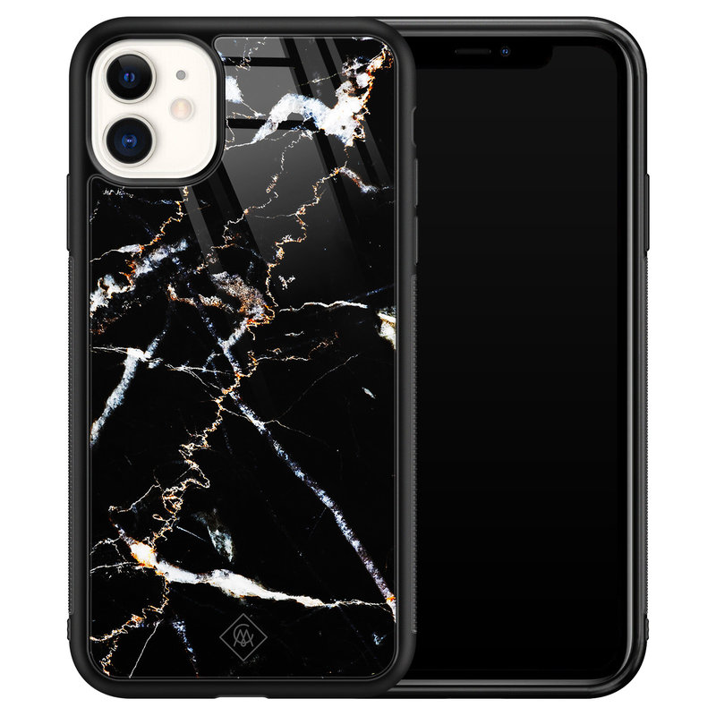 Casimoda iPhone 11 glazen hardcase - Marmer zwart