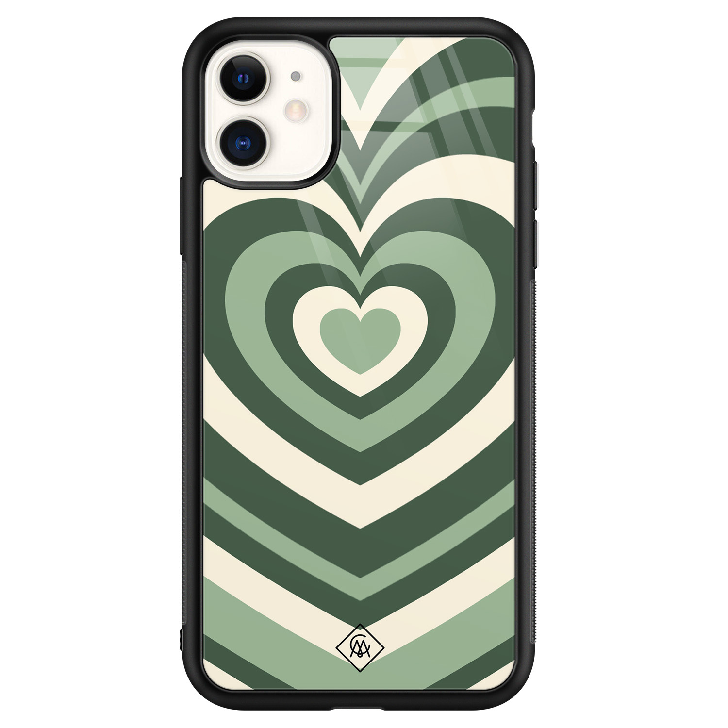 iPhone 11 glazen hardcase - Hart swirl groen