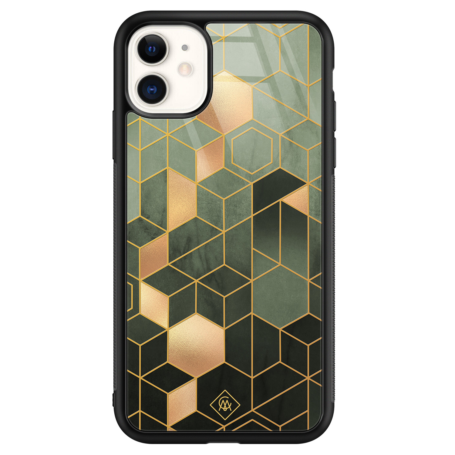iPhone 11 glazen hardcase Kubus groen