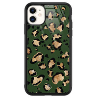 Casimoda iPhone 11 glazen hardcase - Luipaard groen