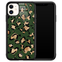 Casimoda iPhone 11 glazen hardcase - Luipaard groen