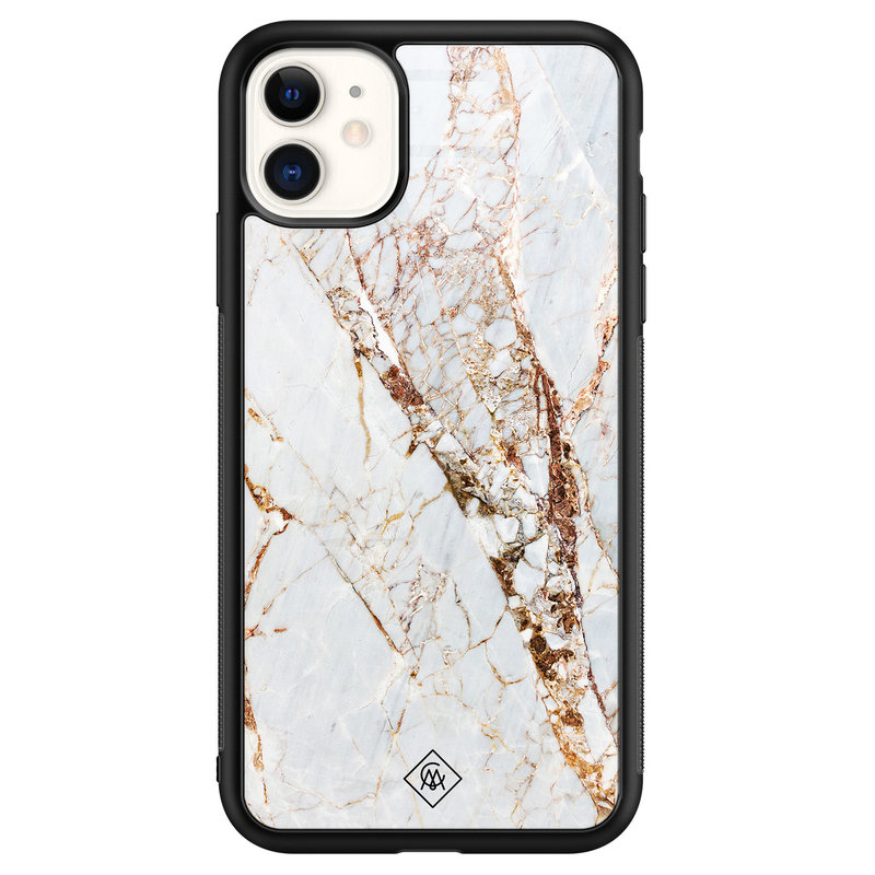 Casimoda iPhone 11 glazen hardcase - Marmer goud