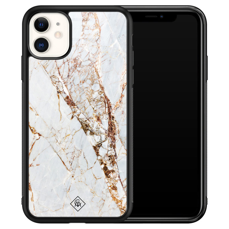 Casimoda iPhone 11 glazen hardcase - Marmer goud