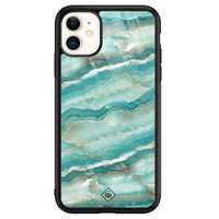 Casimoda iPhone 11 glazen hardcase - Marmer azuurblauw