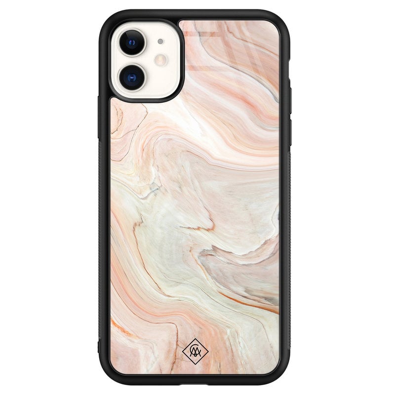 Casimoda iPhone 11 glazen hardcase - Marmer waves