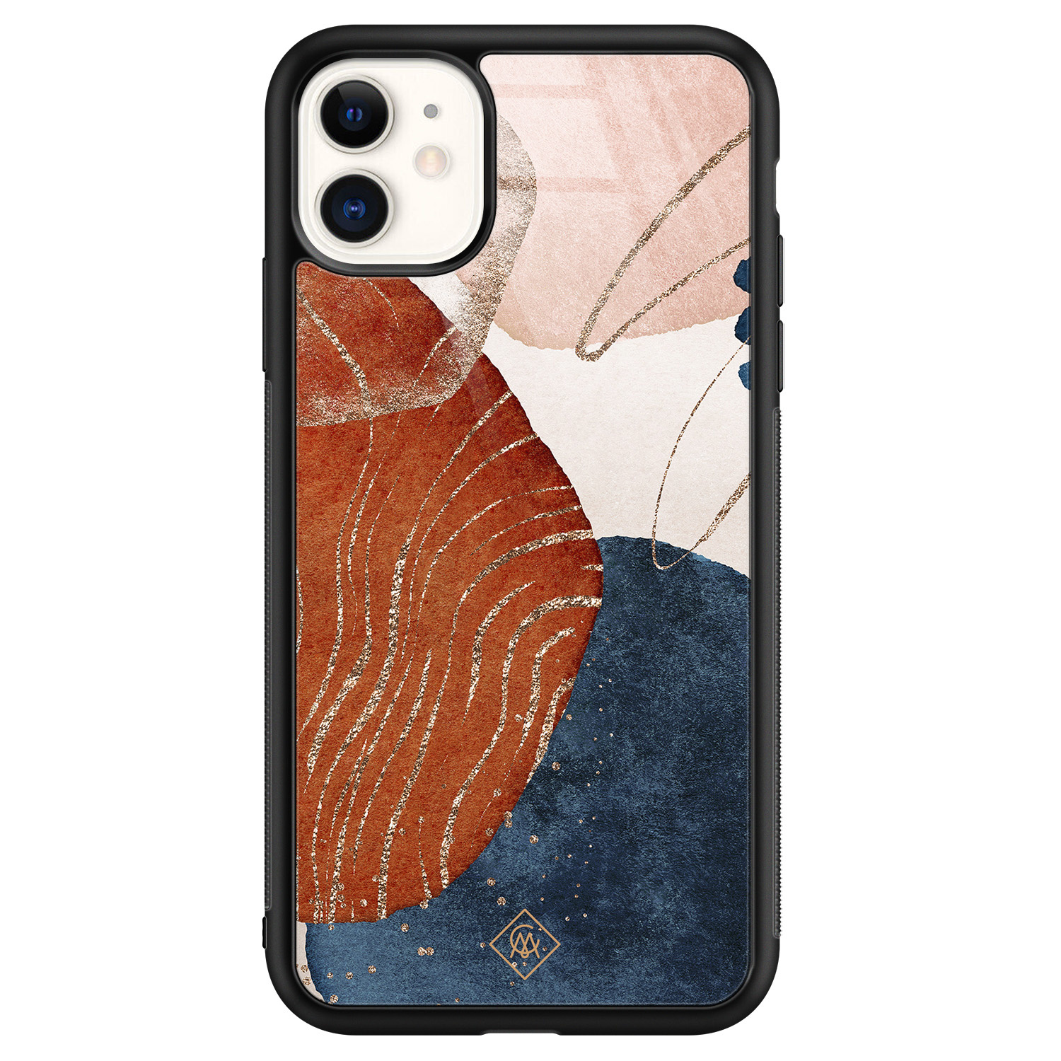 iPhone 11 glazen hardcase Abstract terracotta