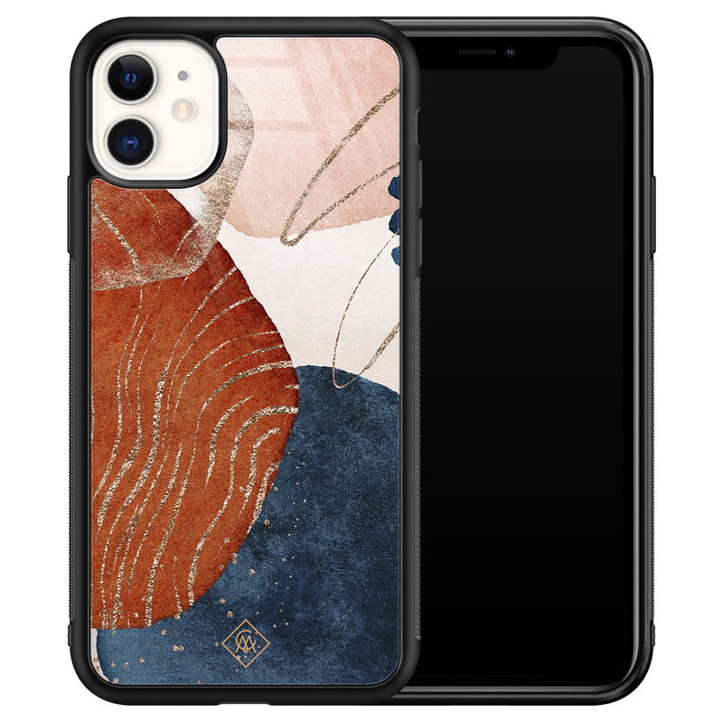 Casimoda iPhone 11 glazen hardcase - Abstract terracotta