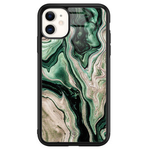 Casimoda iPhone 11 glazen hardcase - Green waves
