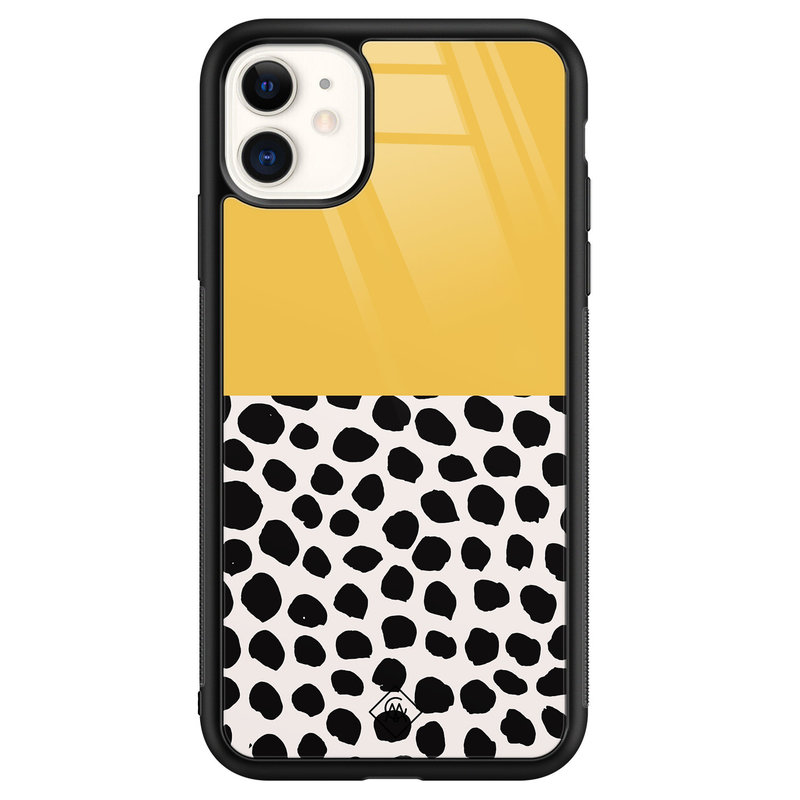 Casimoda iPhone 11 glazen hardcase - Abstract geel