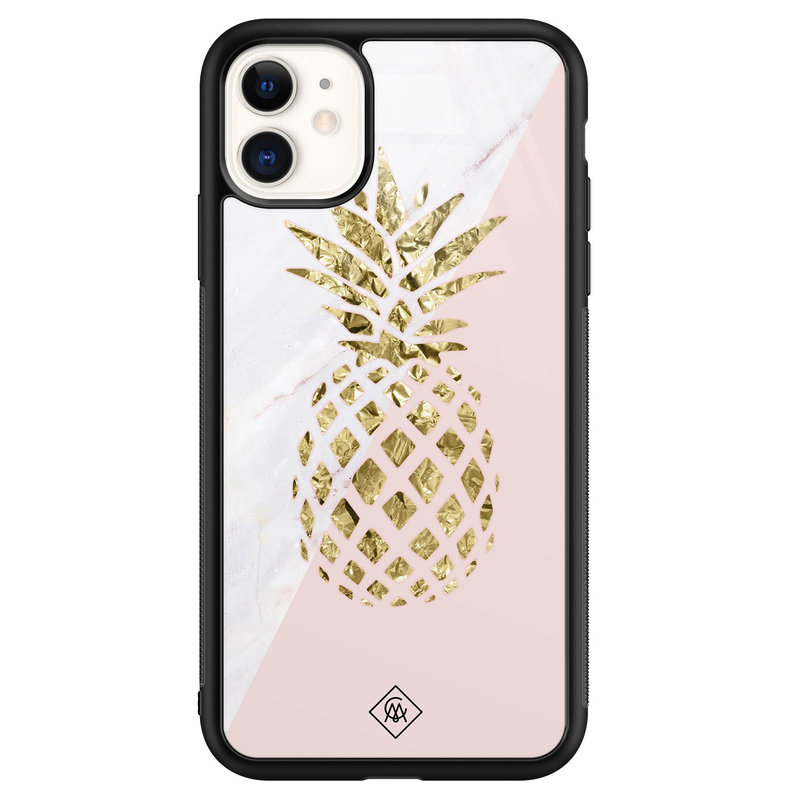 Casimoda iPhone 11 glazen hardcase - Ananas