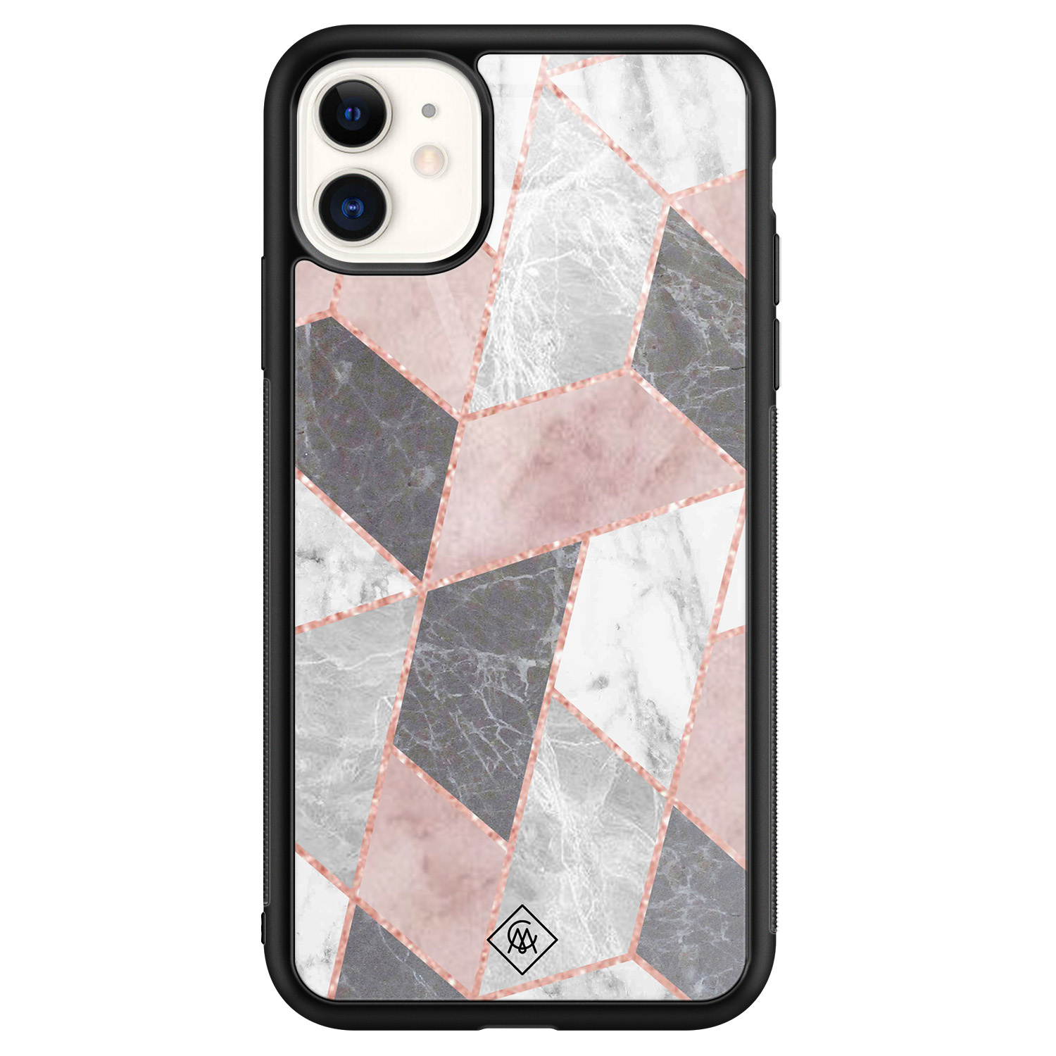 iPhone 11 glazen hardcase Stone grid