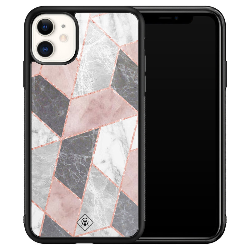 Casimoda iPhone 11 glazen hardcase - Stone grid