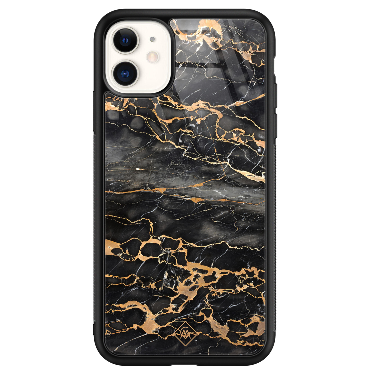 iPhone 11 glazen hardcase - Marmer grijs brons