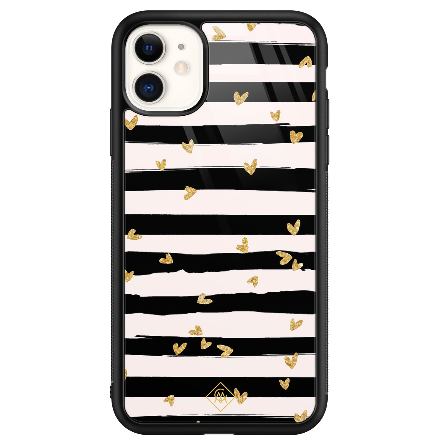iPhone 11 glazen hardcase Hart streepjes