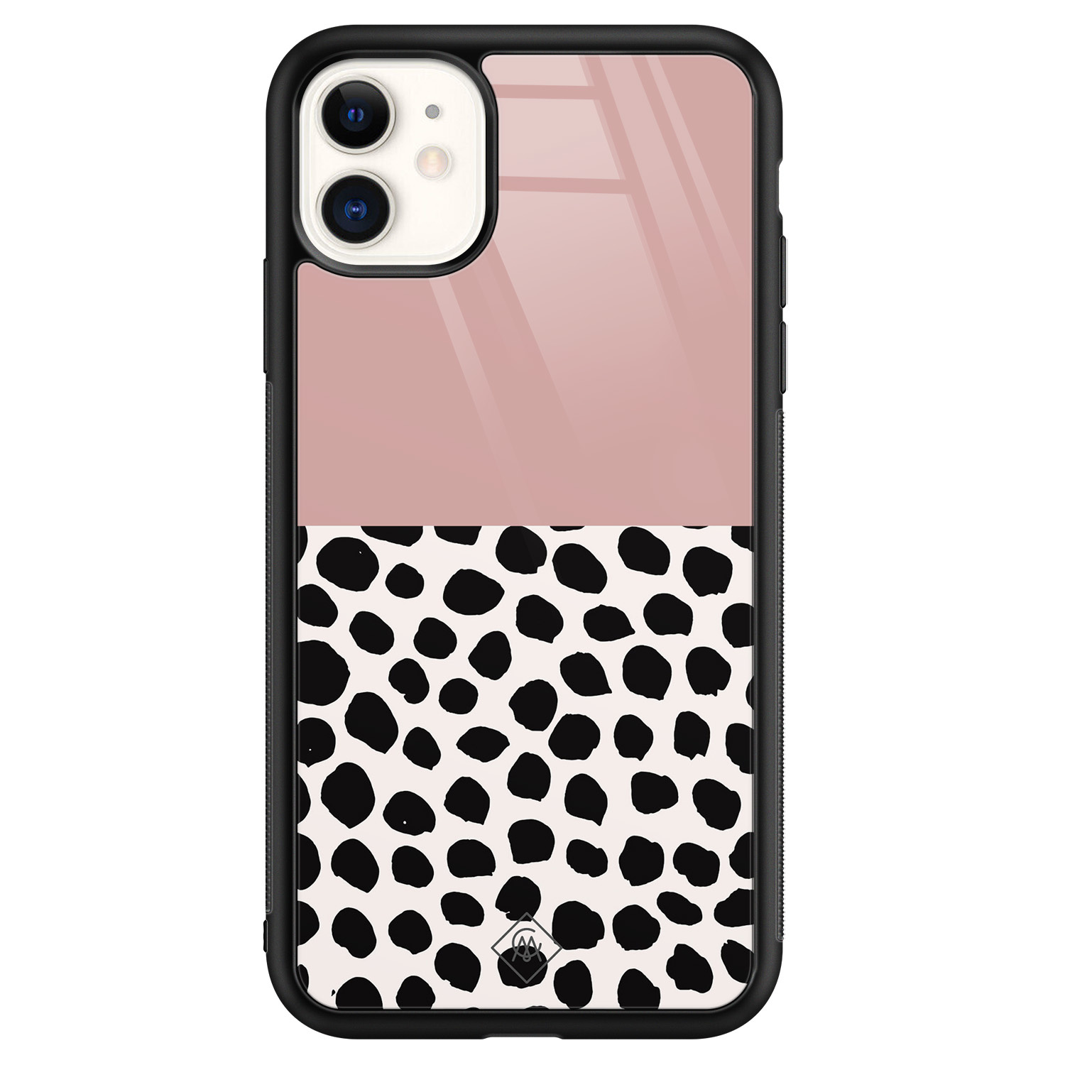 iPhone 11 glazen hardcase Pink dots