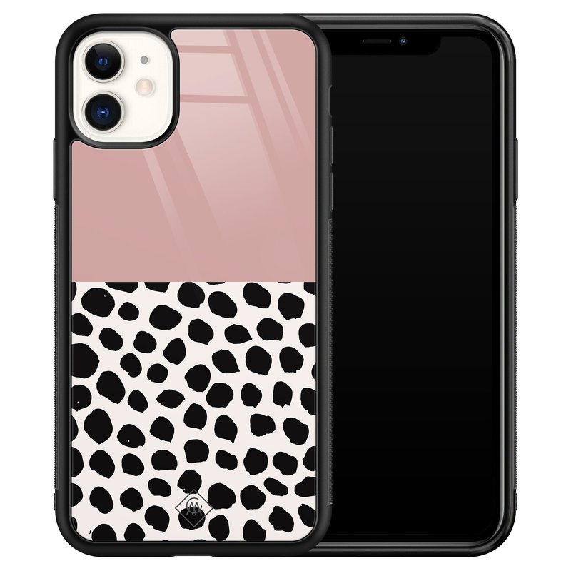 Casimoda iPhone 11 glazen hardcase - Pink dots