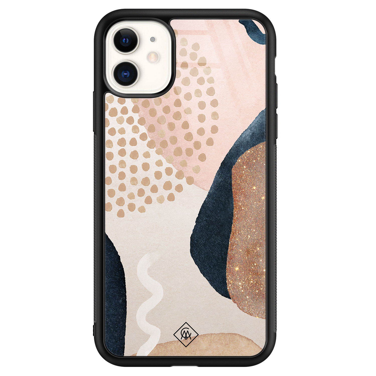 iPhone 11 glazen hardcase - Abstract dots