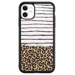 Casimoda iPhone 11 glazen hardcase - Leopard lines