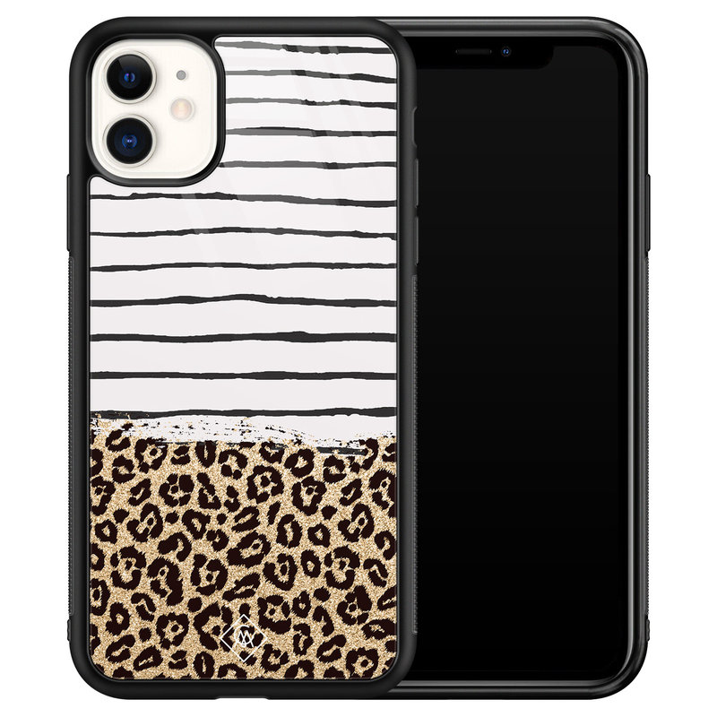 Casimoda iPhone 11 glazen hardcase - Leopard lines