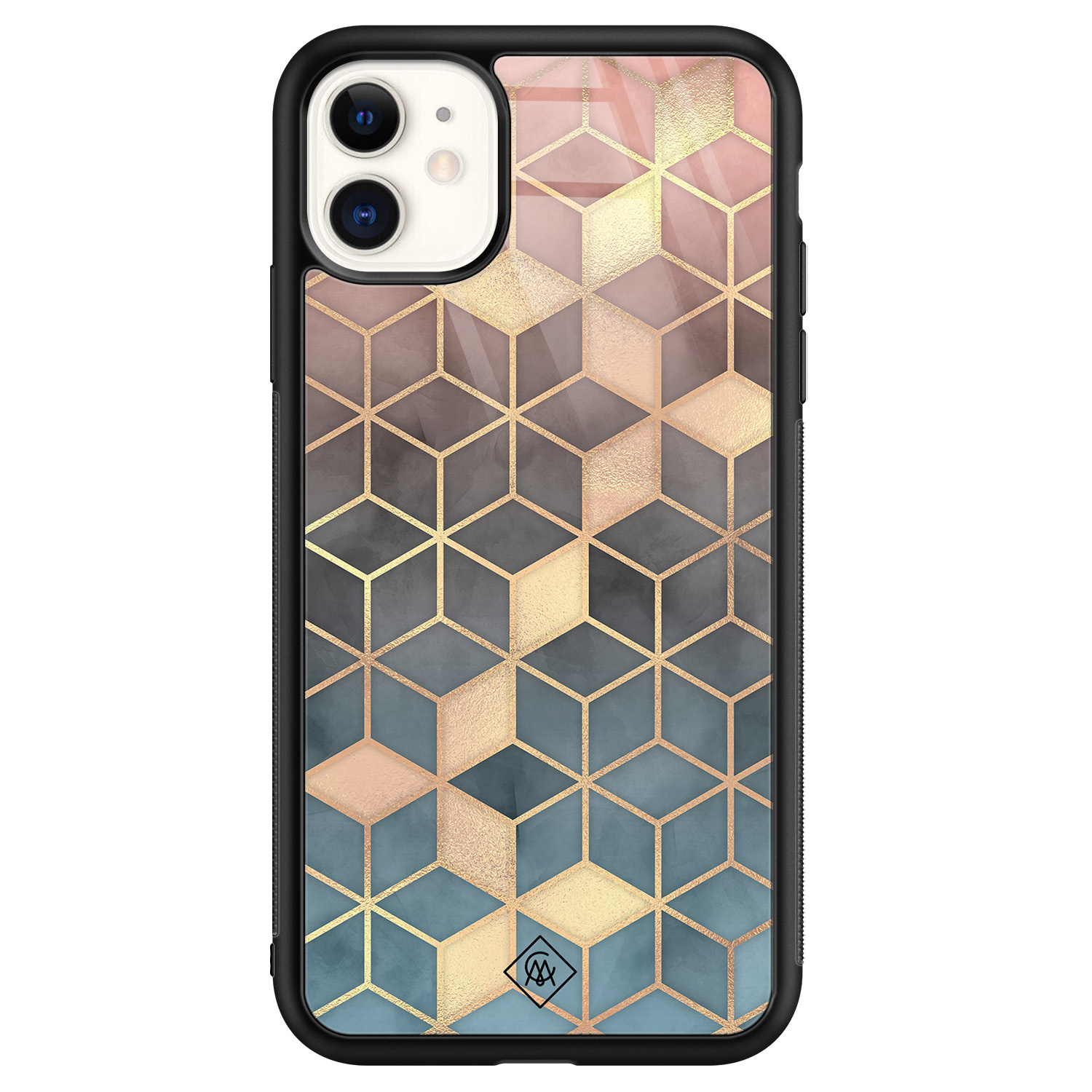 iPhone 11 glazen hardcase Cubes art