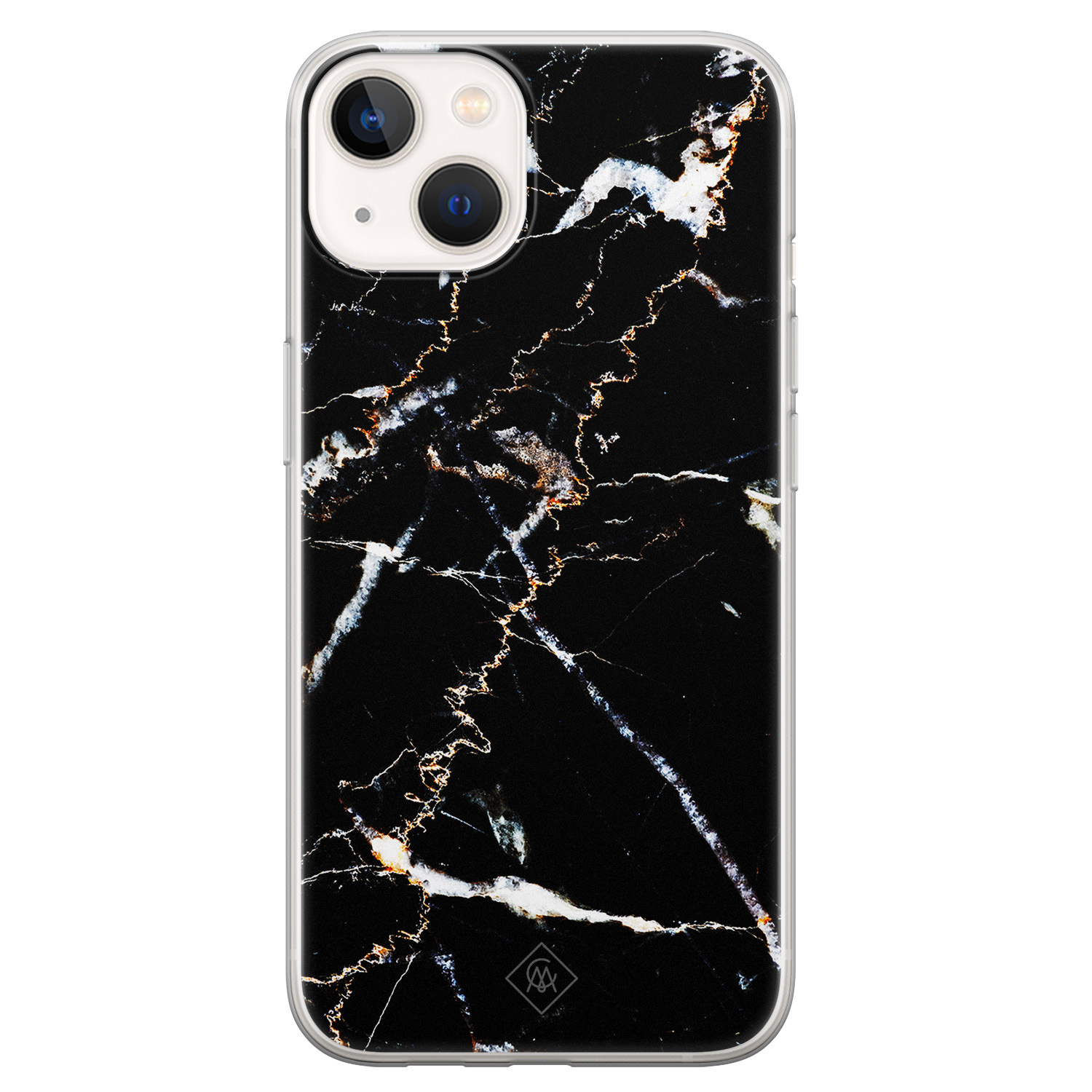 iPhone 13 mini siliconen hoesje - Marmer zwart