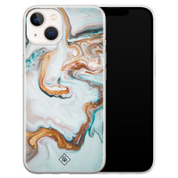 Casimoda iPhone 13 mini siliconen hoesje - Marmer blauw goud