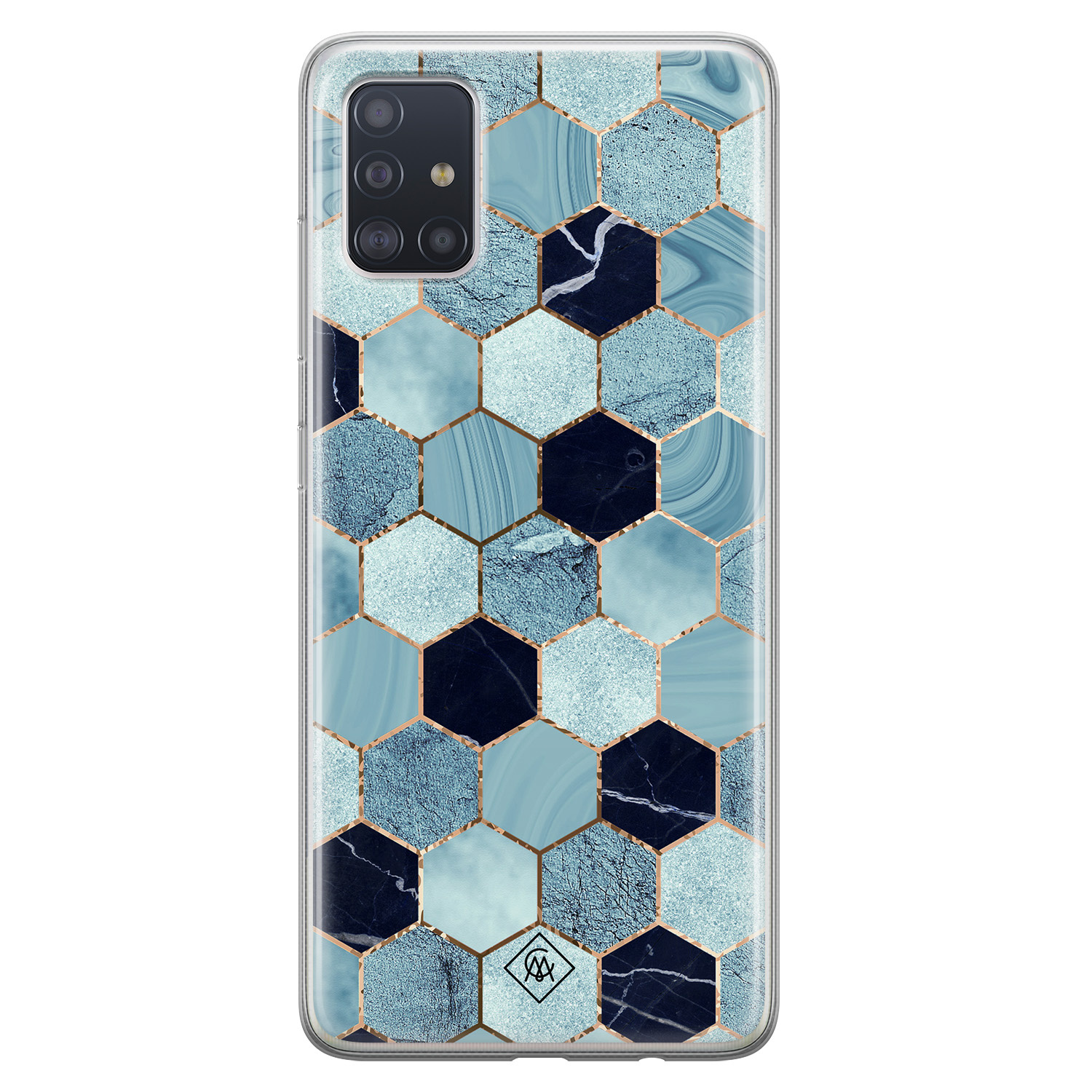 Samsung Galaxy A51 siliconen hoesje Blue cubes
