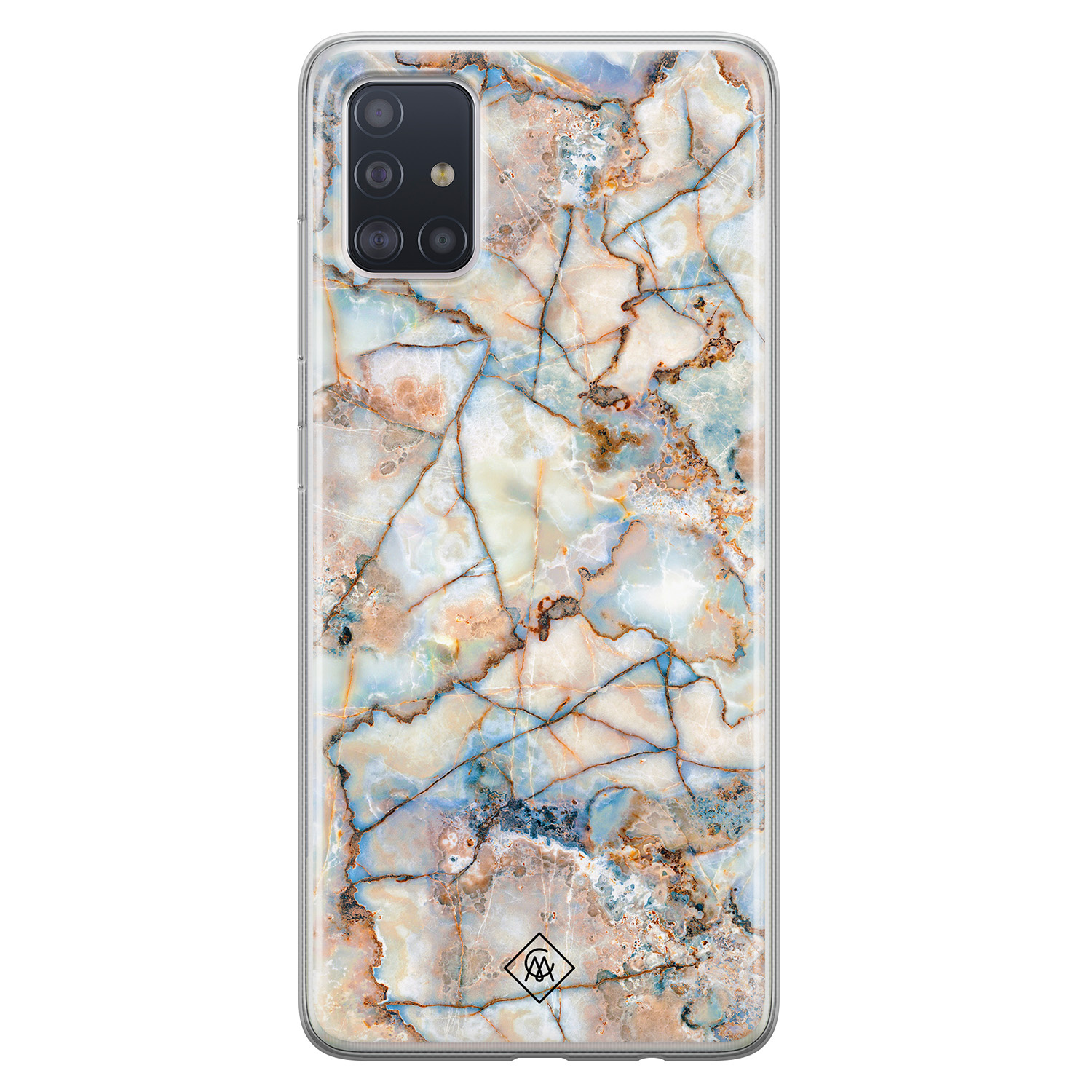 Samsung Galaxy A51 siliconen hoesje Marmer bruin blauw
