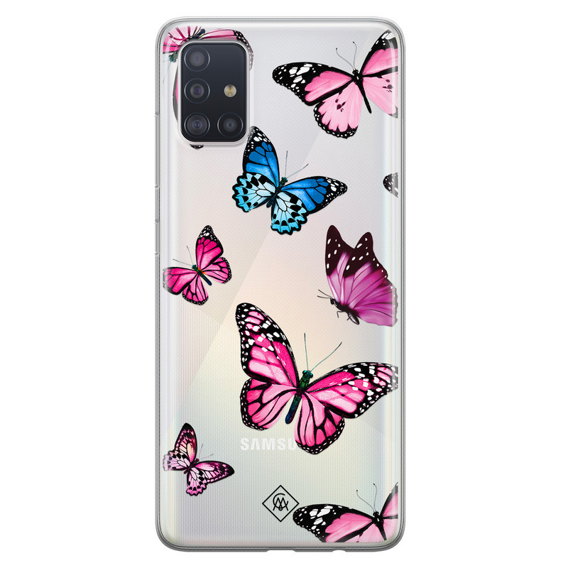 Casimoda Samsung Galaxy A51 siliconen hoesje - Vlinders roze