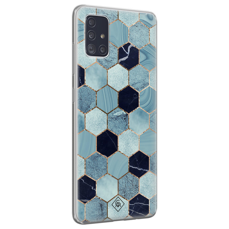 Casimoda Samsung Galaxy A71 siliconen hoesje - Blue cubes