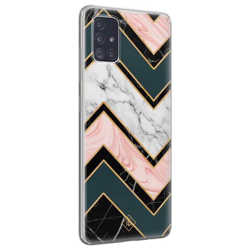 Casimoda Samsung Galaxy A71 siliconen hoesje - Marmer triangles