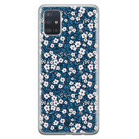Casimoda Samsung Galaxy A71 siliconen hoesje - Bloemen blauw