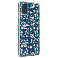 Casimoda Samsung Galaxy A71 siliconen hoesje - Bloemen blauw