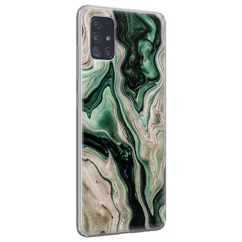 Casimoda Samsung Galaxy A71 siliconen hoesje - Green waves