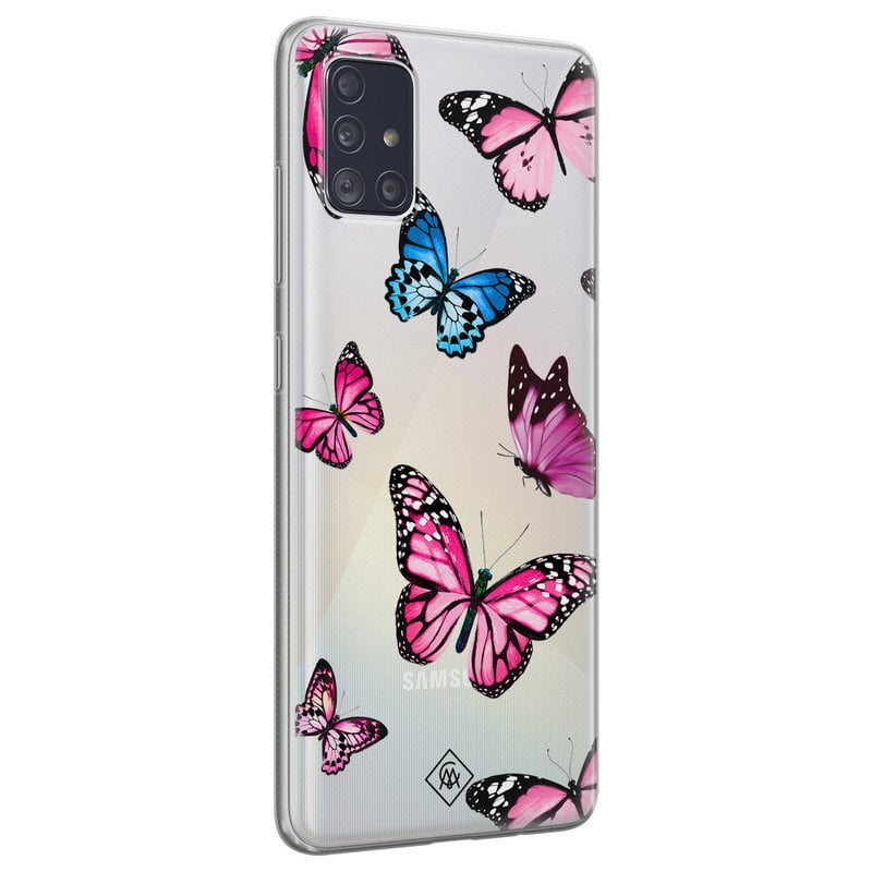 Casimoda Samsung Galaxy A71 siliconen hoesje - Vlinders roze