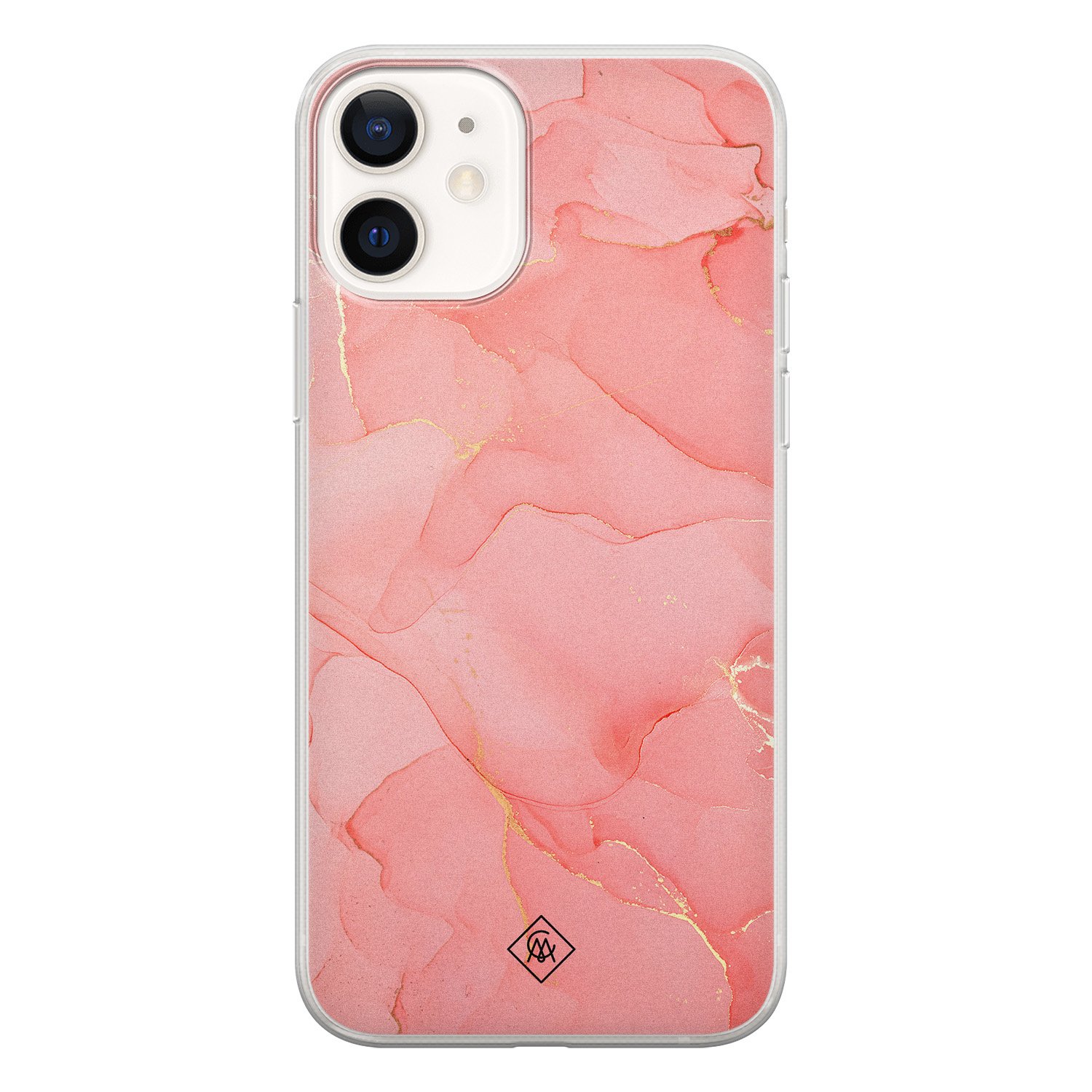 iPhone 12 siliconen hoesje - Marmer roze