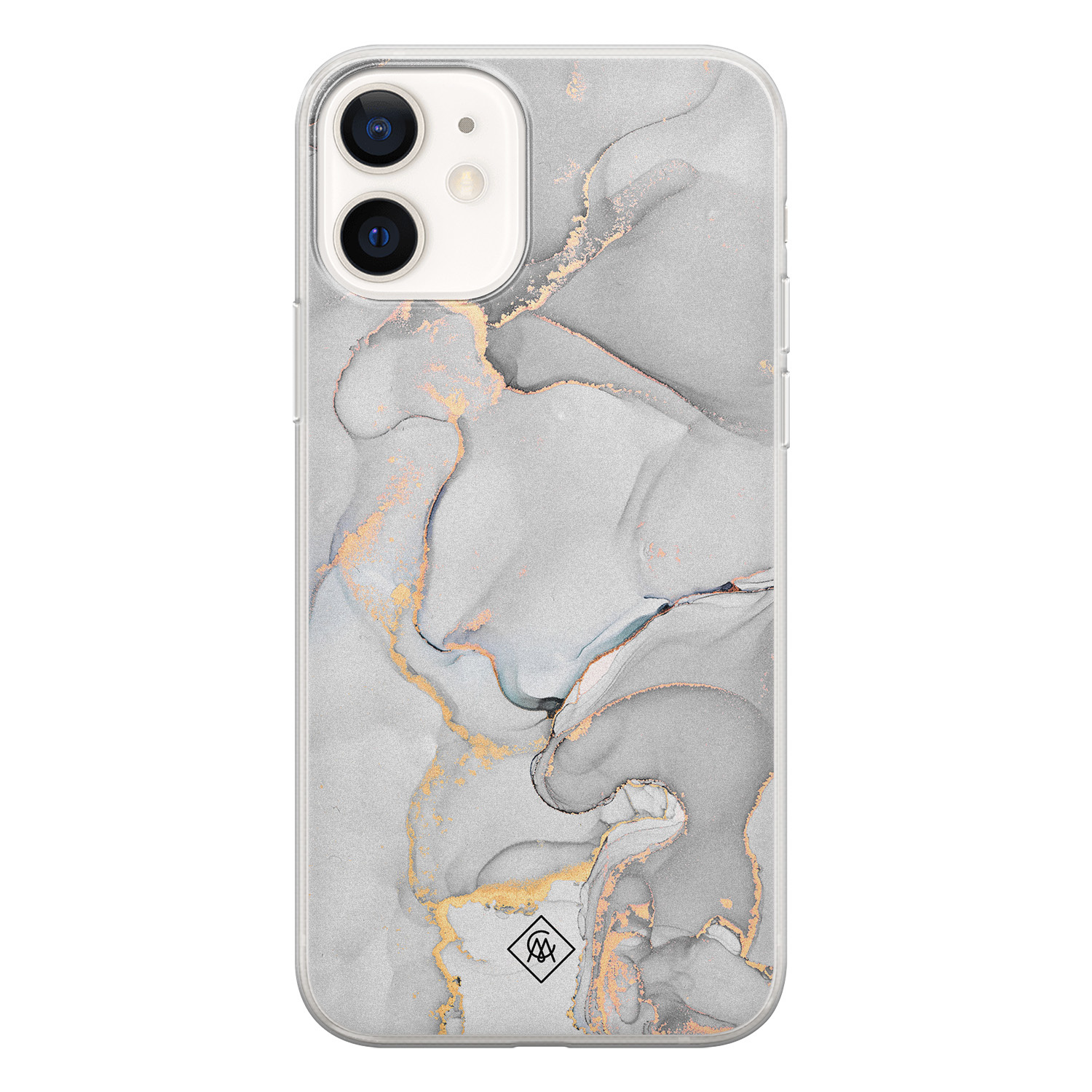 iPhone 12 siliconen hoesje Grijs marmer