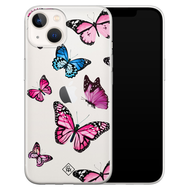 Casimoda iPhone 13 mini siliconen hoesje - Vlinders roze