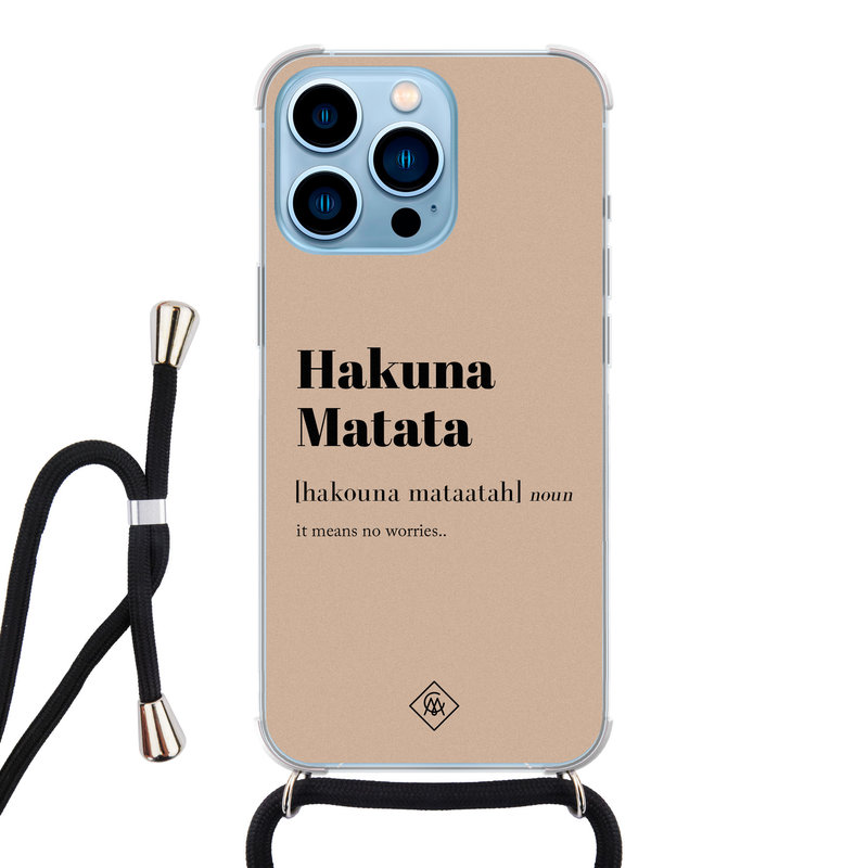 Casimoda iPhone 13 Pro hoesje met koord - Hakuna matata