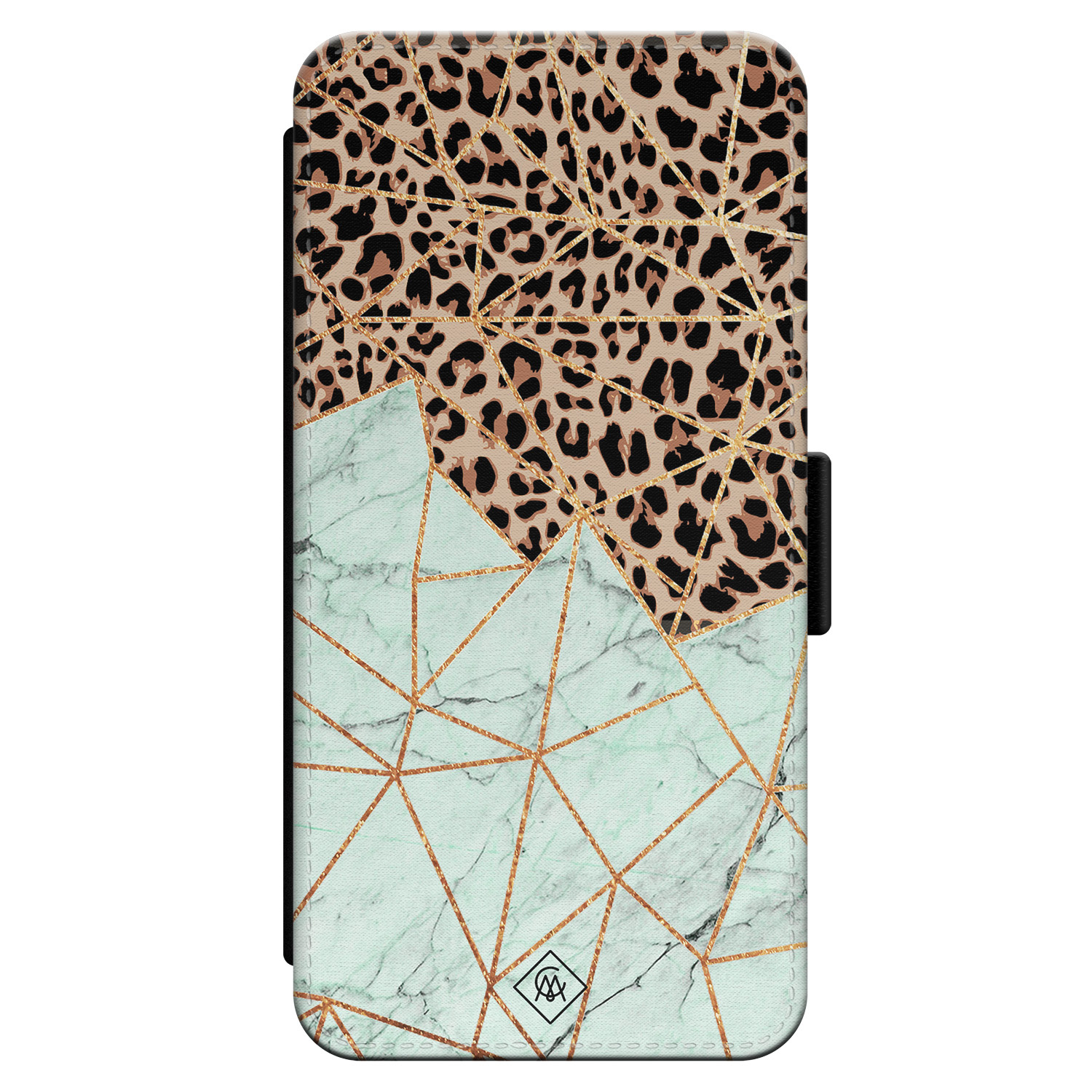 iPhone 13 Pro flipcase - Luipaard marmer mint