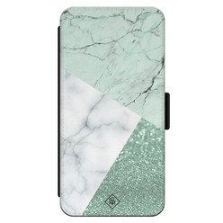 Casimoda iPhone 13 Pro flipcase - Minty marmer collage