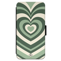 Casimoda iPhone 13 Pro flipcase - Hart swirl groen