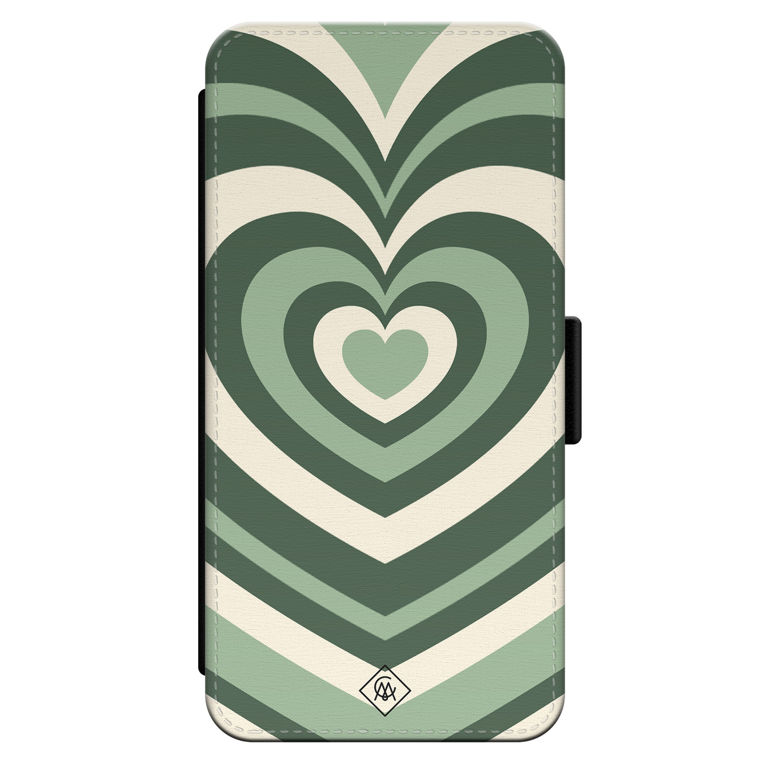 iPhone 13 Pro flipcase - Hart swirl groen