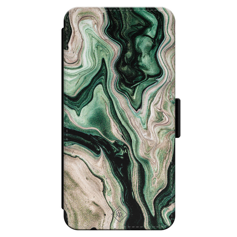 Casimoda iPhone 13 Pro flipcase - Marmer groen goud