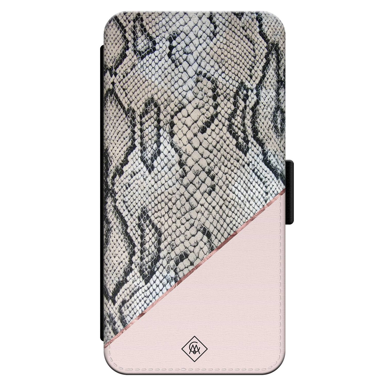 iPhone 13 Pro flipcase - Snake print roze