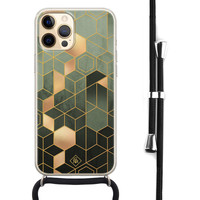 Casimoda iPhone 12 Pro hoesje met koord - Kubus groen