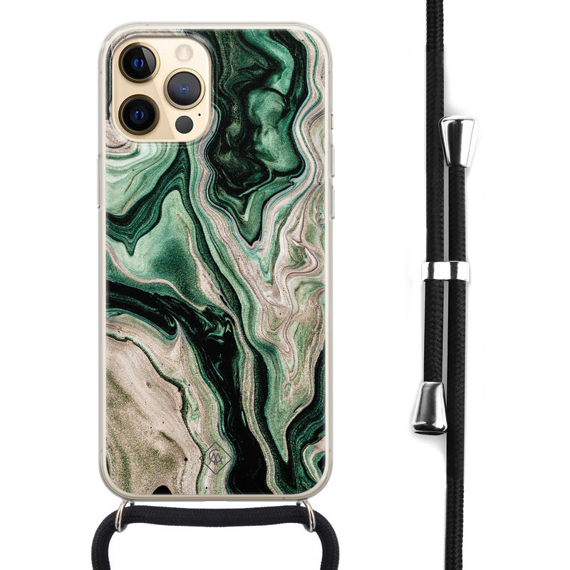 Casimoda iPhone 12 Pro hoesje met koord - Green waves