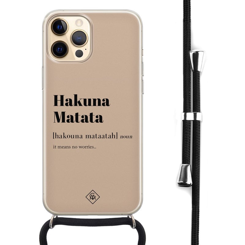 Casimoda iPhone 12 Pro hoesje met koord - Hakuna matata