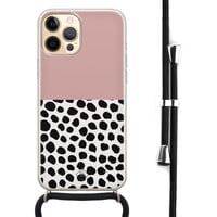 Casimoda iPhone 12 Pro hoesje met koord - Pink dots